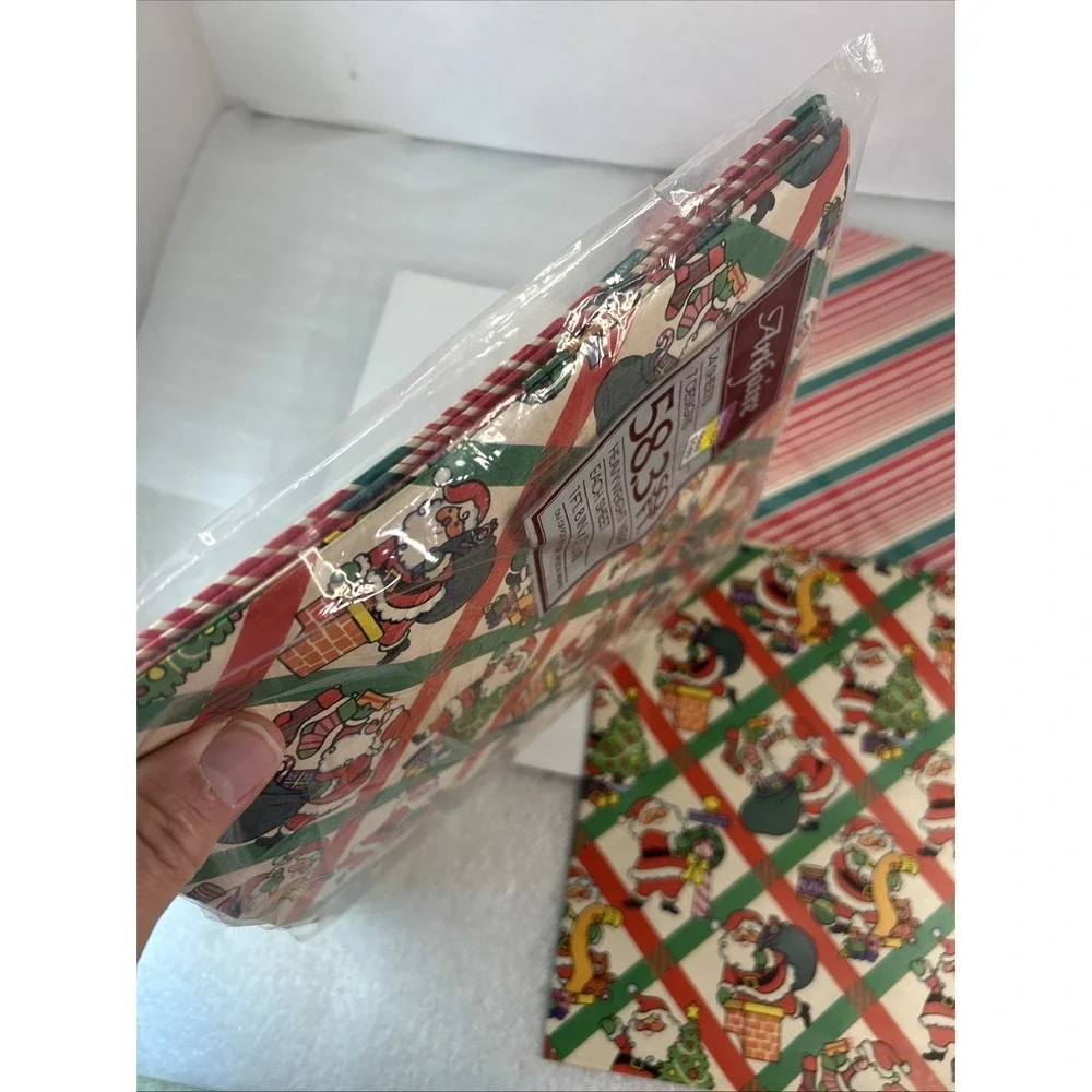VTG‎ Artfaire Gift Wrapping Paper 1ft 8 In X 2ft Sheets Christmas Santa Read (2)